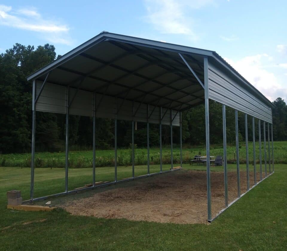 extra tall carport with partial side panels