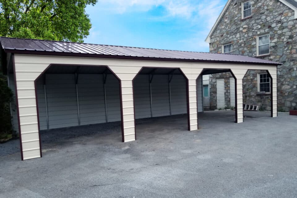 multi car partially enclosed carport