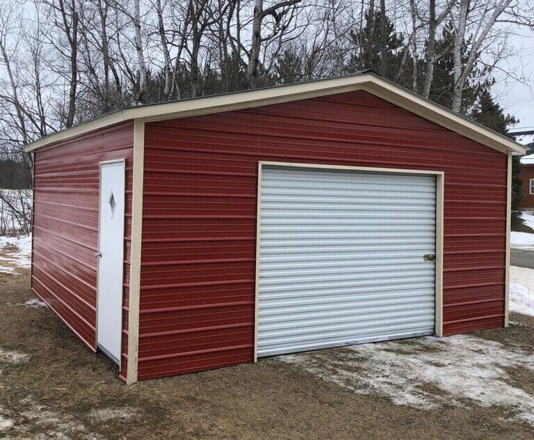 metal garage with side walk-in door