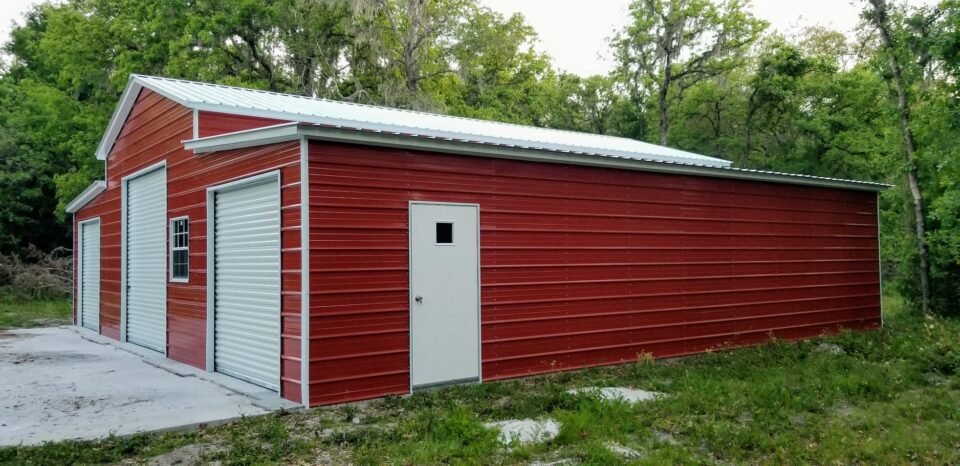 large fully enclosed metal barn